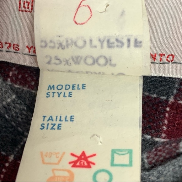 Halperns Vintage Burgundy Grey Plaid Tartan Kilt Skirt - Picture 8 of 8